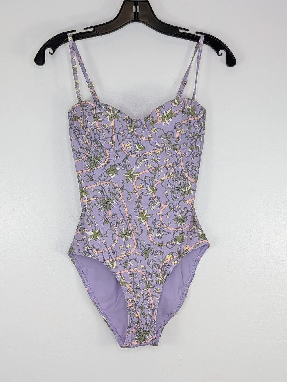 NWT Tory Burch Lilac Garden Medallion Underwire One Piece Swimsuit Size XS New